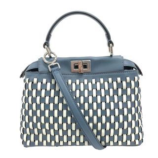 フェンディ(FENDI)のフェンディ FENDI ショルダーバッグ
 編み込み ミニピーカブー 2way 8BN244 ブルー(ショルダーバッグ)