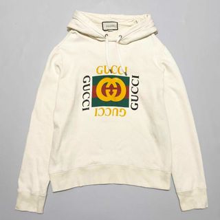 グッチ(Gucci)のGUCCI / ロゴスウェットパーカー ホワイト GG(パーカー)