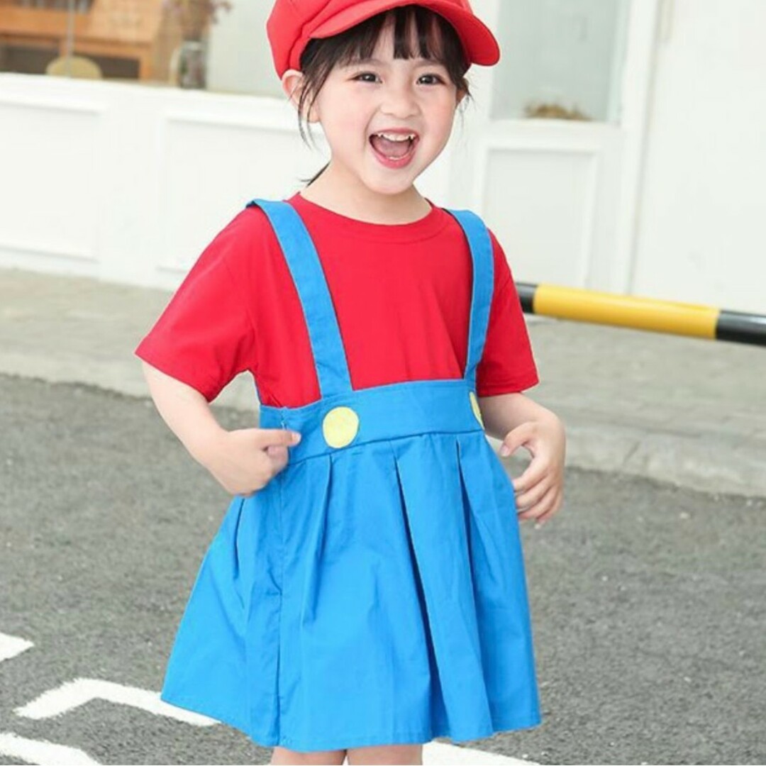 半袖 マリオ ワンピース 子ども服 仮装 ハロウィン　USJ ユニバ キッズ/ベビー/マタニティのキッズ服女の子用(90cm~)(ワンピース)の商品写真