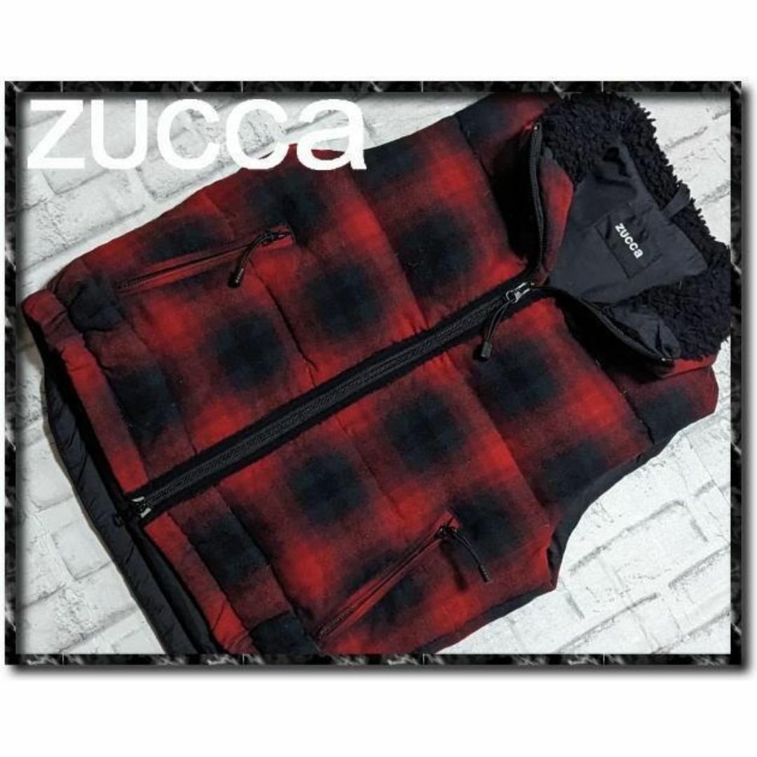 ZUCCa(ズッカ)のズッカ　ジップダウンベスト　赤系 メンズのジャケット/アウター(ダウンベスト)の商品写真