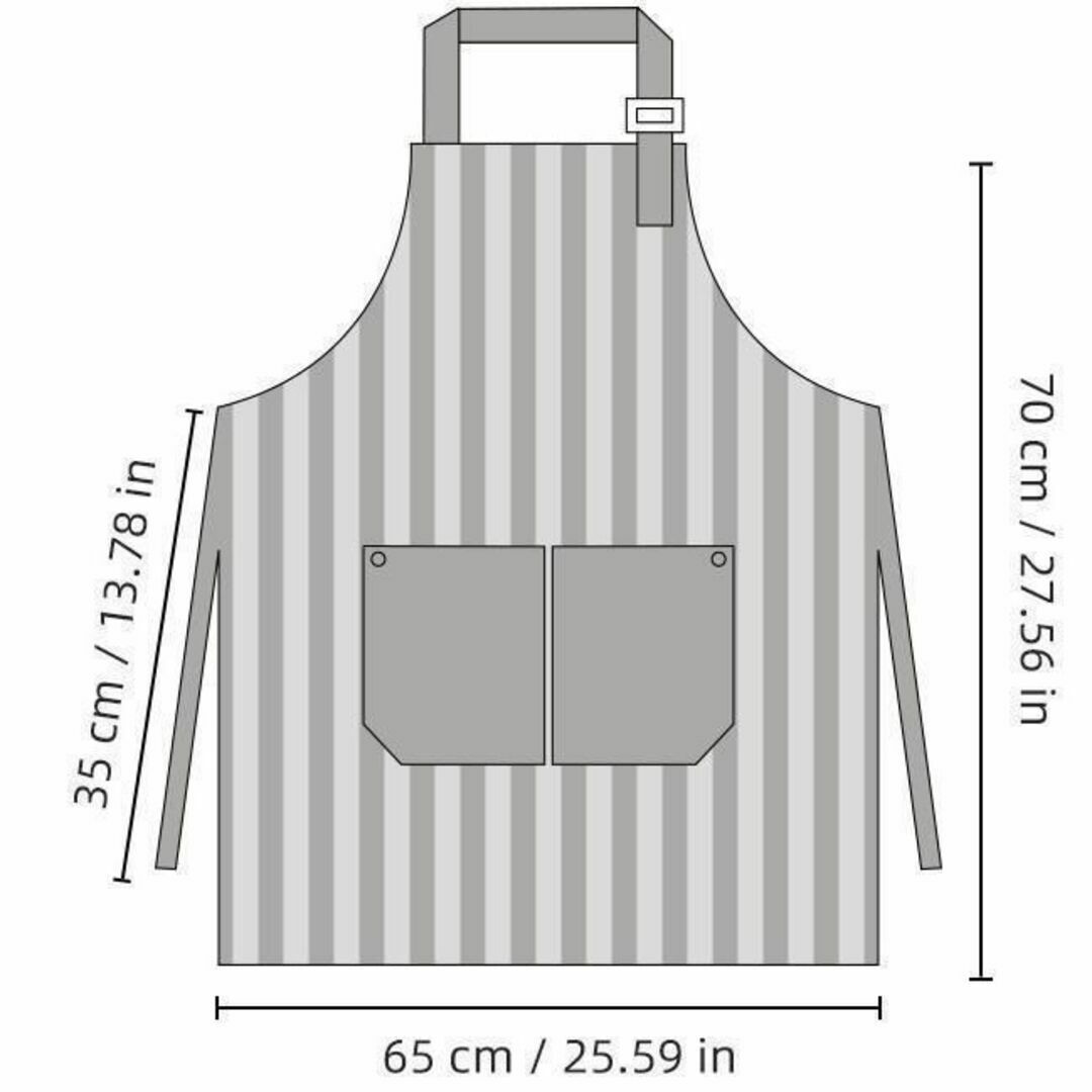 エプロン ストライプ 緑 おしゃれ 多機能 シンプル 綿麻 フリー 男女兼用 インテリア/住まい/日用品のキッチン/食器(その他)の商品写真