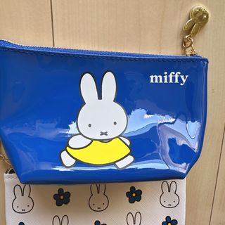 ミッフィー(miffy)のミッフィー　miffy ポーチ　モロゾフ　青　ブルー　化粧ポーチ　メイク(キャラクターグッズ)