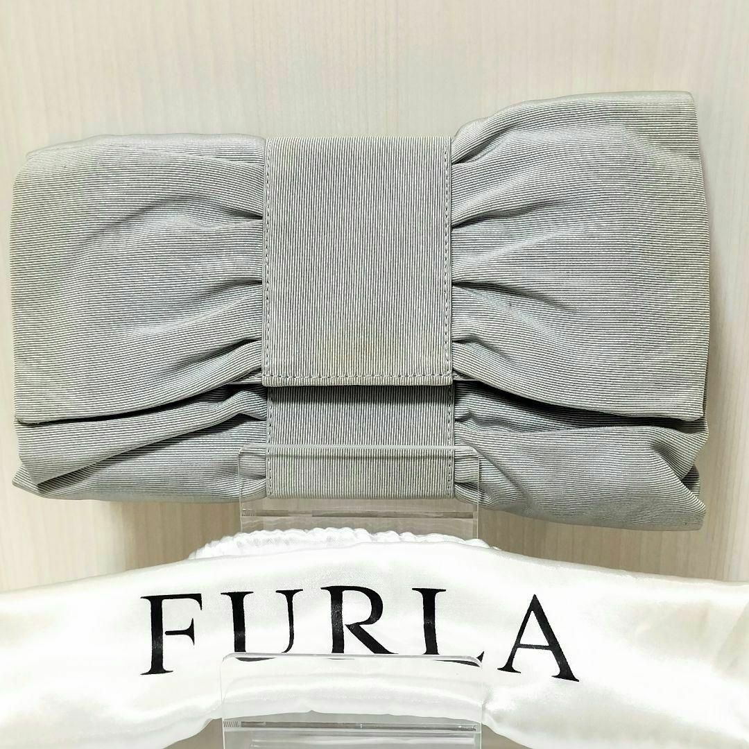 Furla(フルラ)のフルラ クラッチバッグ リボンモチーフ グレー セカンドバッグ 113066 レディースのバッグ(クラッチバッグ)の商品写真