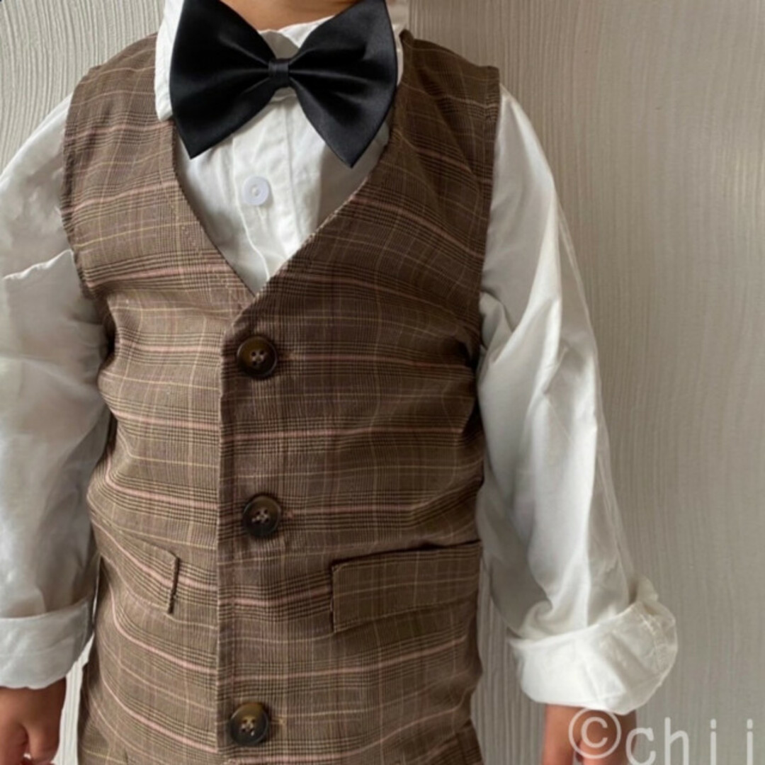 ベビー服 キッズ 100 チェック柄 スーツ セットアップ フォーマル 卒園式 キッズ/ベビー/マタニティのキッズ服男の子用(90cm~)(ジャケット/上着)の商品写真