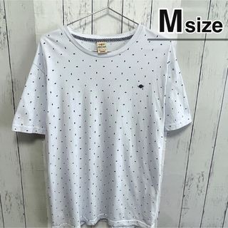 USA古着　Tシャツ　Mサイズ　ホワイト　白　クルーネック　総柄　ドット　ロゴ(Tシャツ/カットソー(半袖/袖なし))