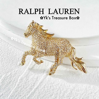 ラルフローレン(Ralph Lauren)のN984/RALPH LAUREN/ゴールドパヴェホース馬ブローチ(ブローチ/コサージュ)