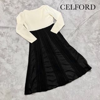 セルフォード(CELFORD)のCELFORD シアーミックスニットワンピース　ドッキングワンピース(ロングワンピース/マキシワンピース)