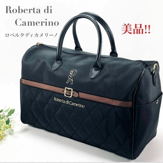 ロベルタディカメリーノ(ROBERTA DI CAMERINO)の美品 ロベルタ ディ カメリーノ ボストンバッグ ブラック 黒 軽量 大容量(ボストンバッグ)