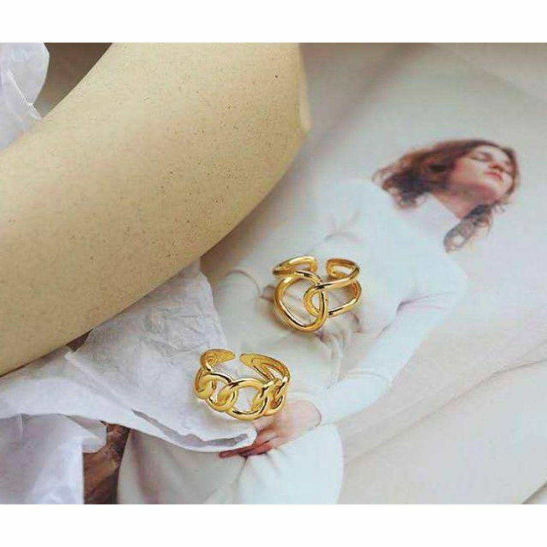 308☆2個セット 指輪☆ゴールド ペアリング フリーサイズ レディースのアクセサリー(リング(指輪))の商品写真