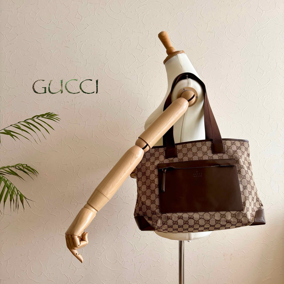 Gucci(グッチ)の極美品 GUCCI グッチ GG柄 レザーハンドバッグ レディースのバッグ(トートバッグ)の商品写真