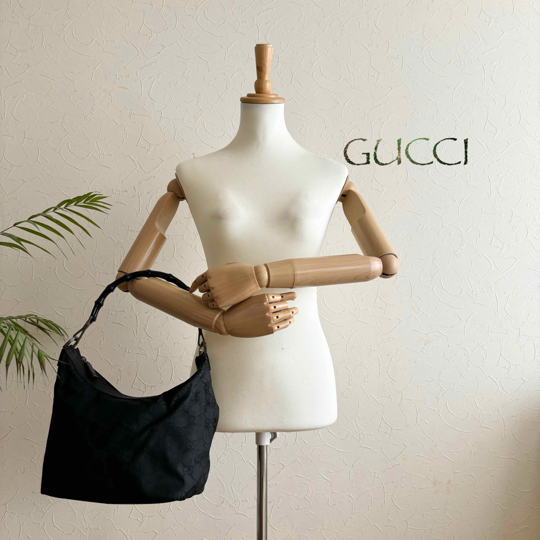 Gucci(グッチ)の超美品 GUCCI グッチ GG柄 バンブーレザーハンドバッグ レディースのバッグ(トートバッグ)の商品写真