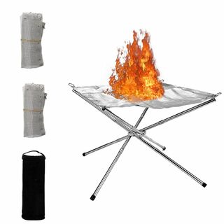 Sitengle 焚き火台 メッシュ 【2枚】付き 折りたたみ式 焚き火スタンド(調理器具)