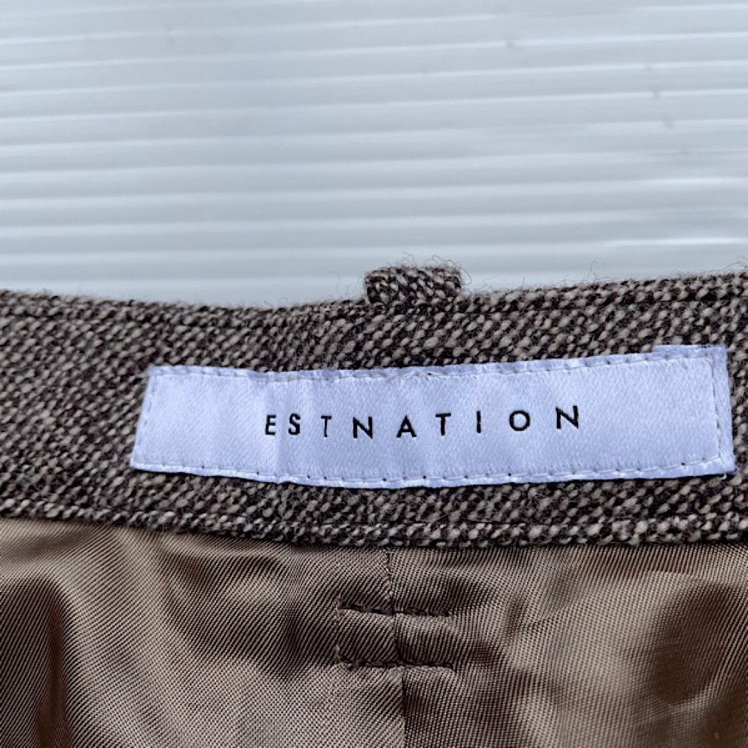 ESTNATION(エストネーション)のESTNATION エストネーション　ワイドパンツ　ブラウン　白　36 レディースのパンツ(カジュアルパンツ)の商品写真