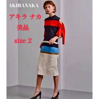 アキラナカ(AKIRANAKA)のアキラナカ AKIRA NAKA  サイドリボンボーダーリブニットワンピース(ロングワンピース/マキシワンピース)