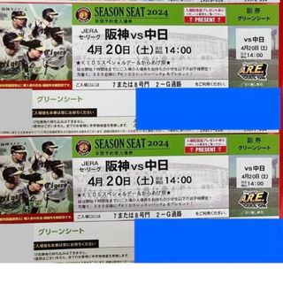 TENPA様専用‼️4月20日（土） 甲子園 阪神 VS 中日グリーンシートペア(野球)