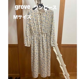 グローブ(grove)のgrove 花柄ワンピース　Ｍサイズ(ロングワンピース/マキシワンピース)