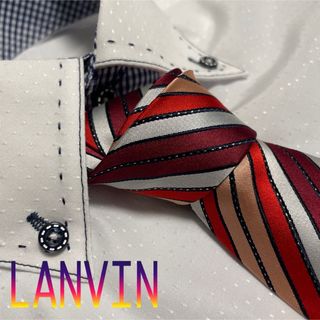 ランバン(LANVIN)のランバン　ネクタイ【美品】レジメンタル柄　ラメ　光沢　厚手(ネクタイ)