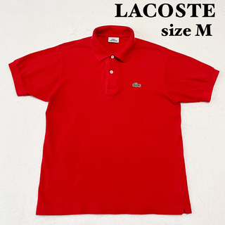 ラコステ(LACOSTE)のラコステLACOSTE 半袖ポロシャツ　トップス　レッド　コットン100%  M(ポロシャツ)