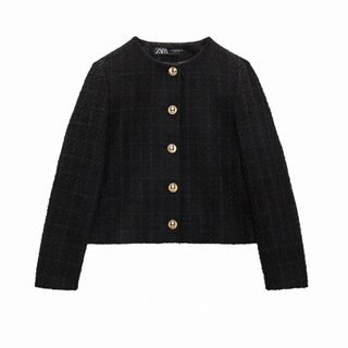 ザラ(ZARA)のZARA テクスチャー入りミックスジャケット(ノーカラージャケット)