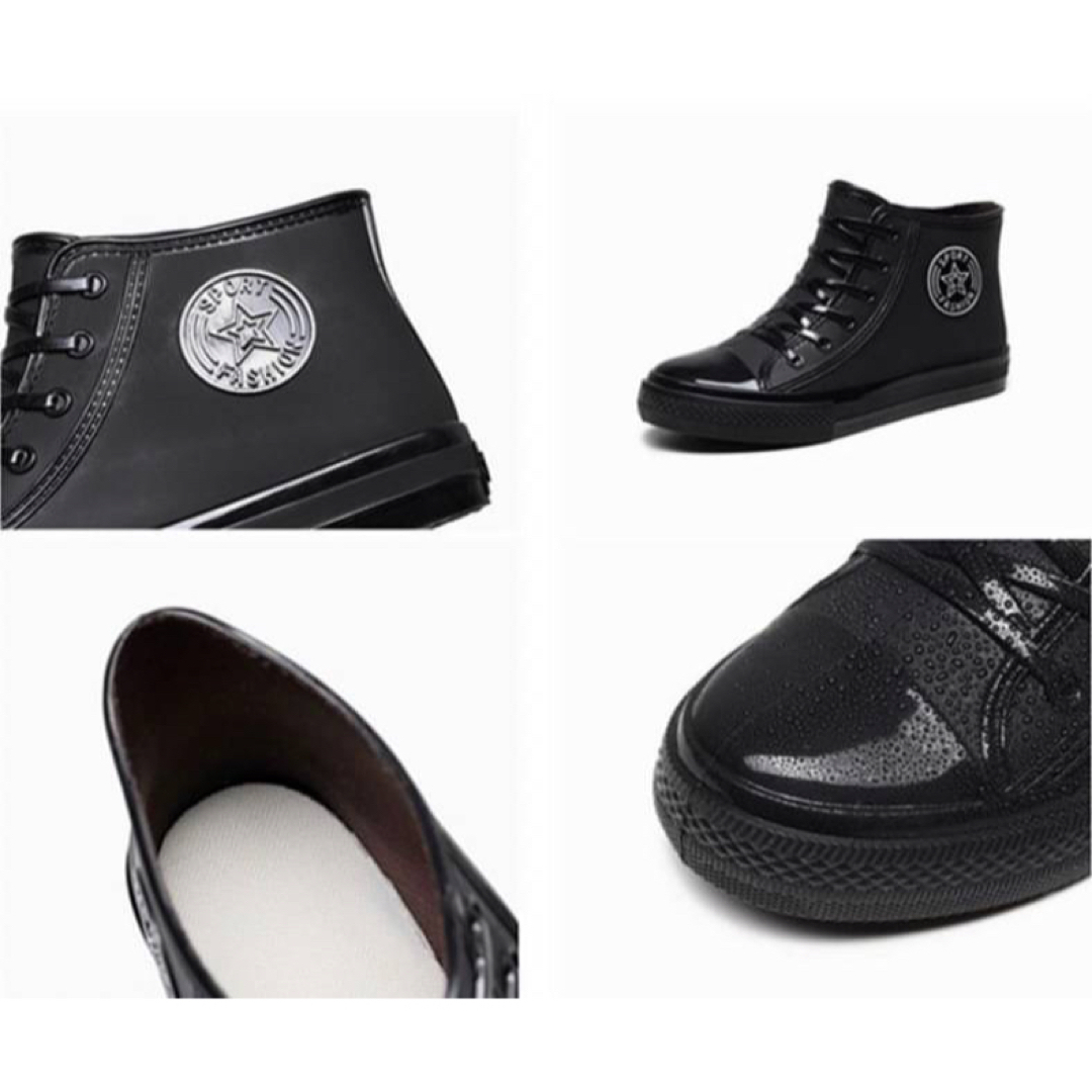 レインブーツ 長靴 ブラック 黒 レディース 雨具 新品未使用 ショートブーツ レディースの靴/シューズ(レインブーツ/長靴)の商品写真