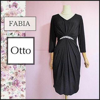 FABIA - 【FABIA/Otto】ストレッチジャージワンピース　ビジュー　黒