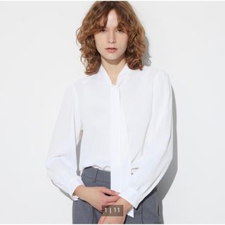 ユニクロ(UNIQLO)のUNIQLO レーヨンボウタイブラウス(シャツ/ブラウス(長袖/七分))