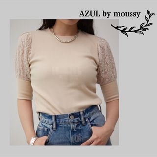 アズールバイマウジー(AZUL by moussy)のAZUL by moussy★レーススリーブ 半袖 カットソー(カットソー(半袖/袖なし))