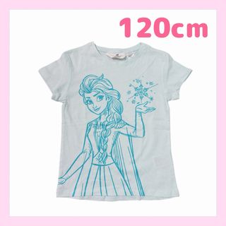 エイチアンドエム(H&M)のH&M 綿100%半袖Tシャツ　120cm エメラルドグリーン　アナと雪の女王(Tシャツ/カットソー)