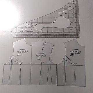 文化服装学院　文化式原形　作図用品　成人女子1/4　ハンドメイド　手芸(型紙/パターン)