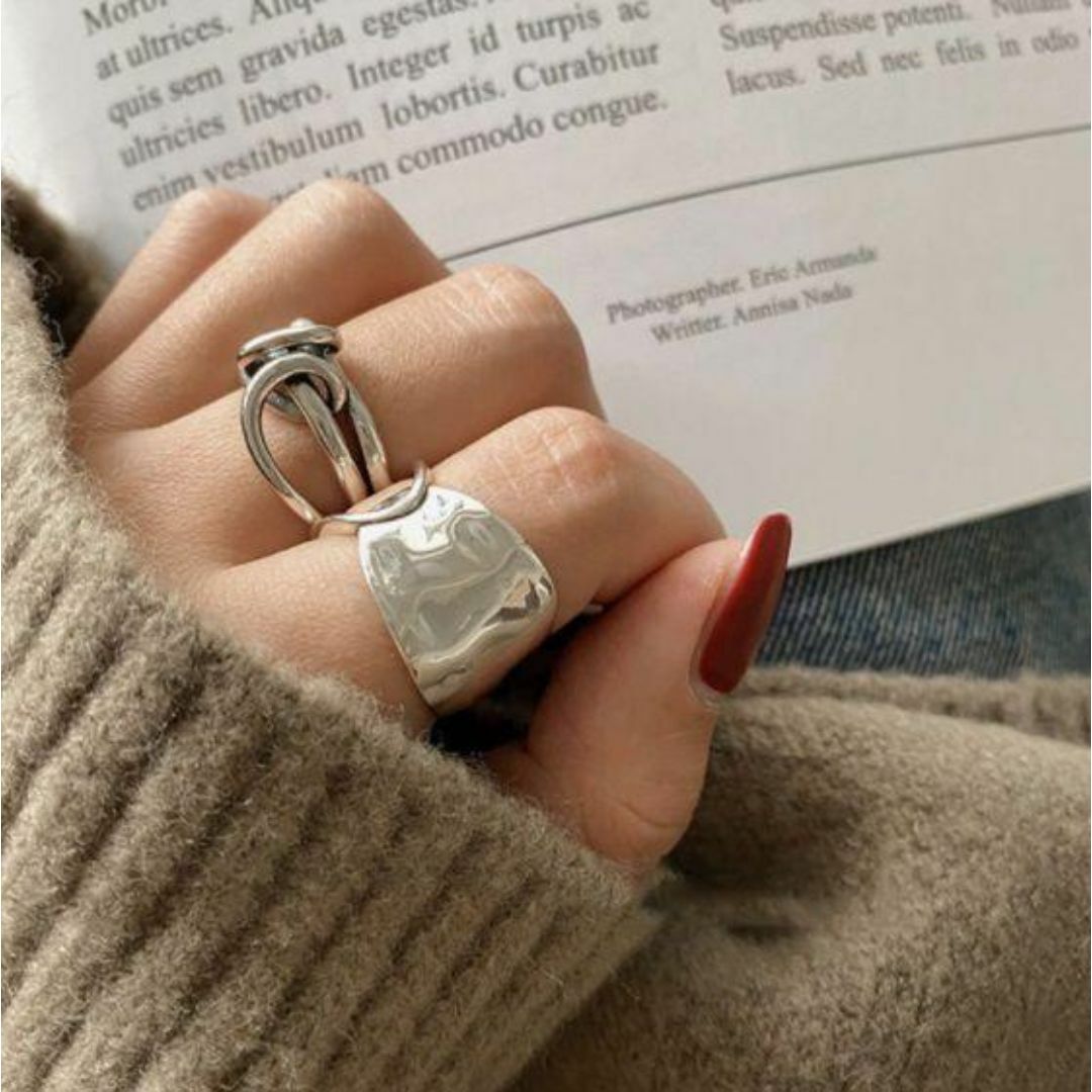 374 2個セット 指輪 シルバー銀 オルチャン 韓国 レトロ ペアリングにも♪ レディースのアクセサリー(リング(指輪))の商品写真