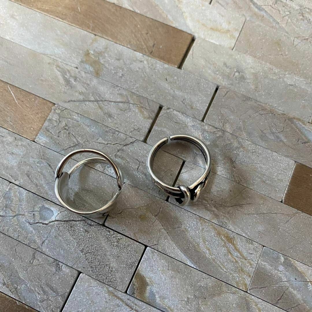 374 2個セット 指輪 シルバー銀 オルチャン 韓国 レトロ ペアリングにも♪ レディースのアクセサリー(リング(指輪))の商品写真