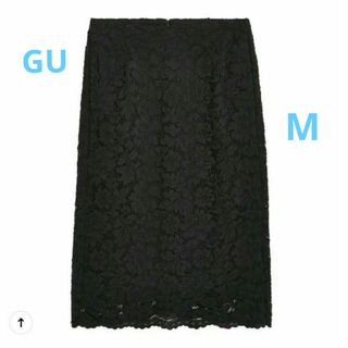 GU - 美品【GU  レースタイトスカート ブラック  スリット入り  Mサイズ】