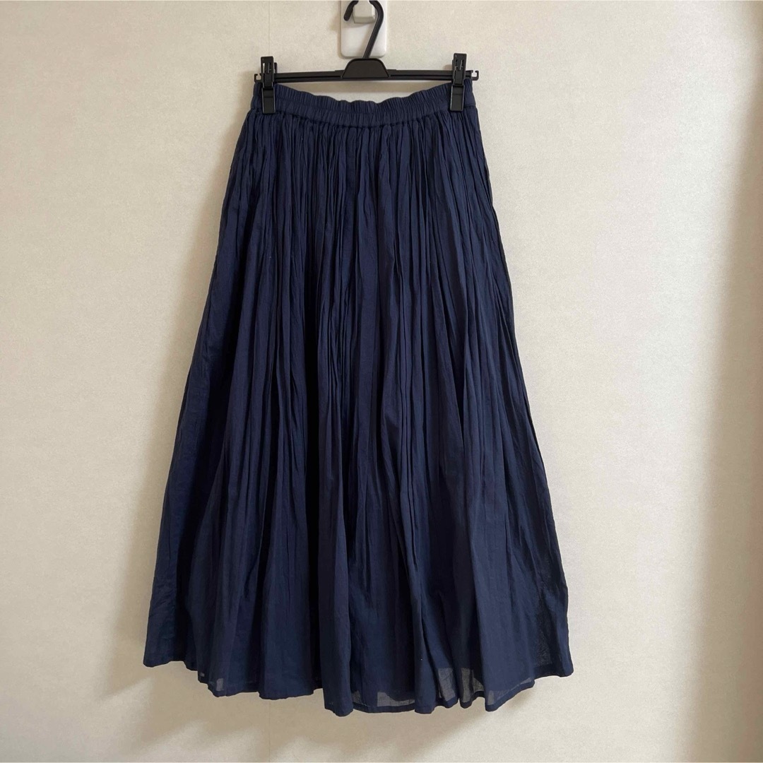 RODEO CROWNS(ロデオクラウンズ)のロデオクラウンズ　フレアロングスカート　コットン　ネイビー レディースのスカート(ロングスカート)の商品写真