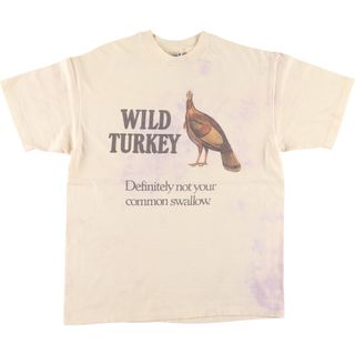 ヘインズ(Hanes)の古着 80年代 ヘインズ Hanes BEEFY-T 青タグ WILD TURKEY ワイルドターキー アドバタイジングTシャツ USA製 メンズL ヴィンテージ /eaa433992(Tシャツ/カットソー(半袖/袖なし))