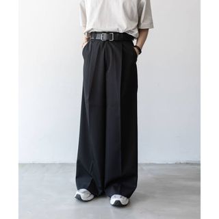 stein - stein extra wide trousers　M 黒　ワイドスラックス