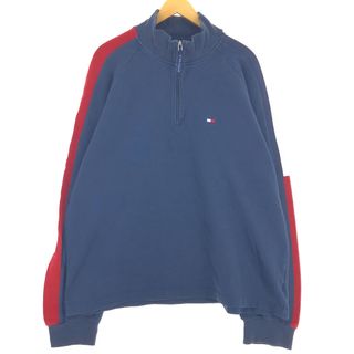 トミーヒルフィガー(TOMMY HILFIGER)の古着 00年代 トミーヒルフィガー TOMMY HILFIGER ハーフジップスウェットシャツ トレーナー メンズXXL /eaa411649(スウェット)