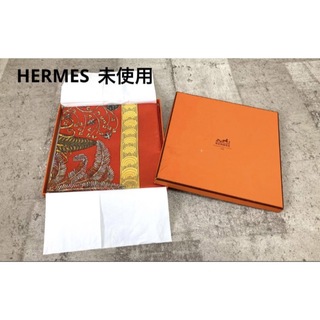 エルメス(Hermes)の新品未使用エルメスHERMES カレCarre90 スカーフ／オレンジ系レッド系(バンダナ/スカーフ)