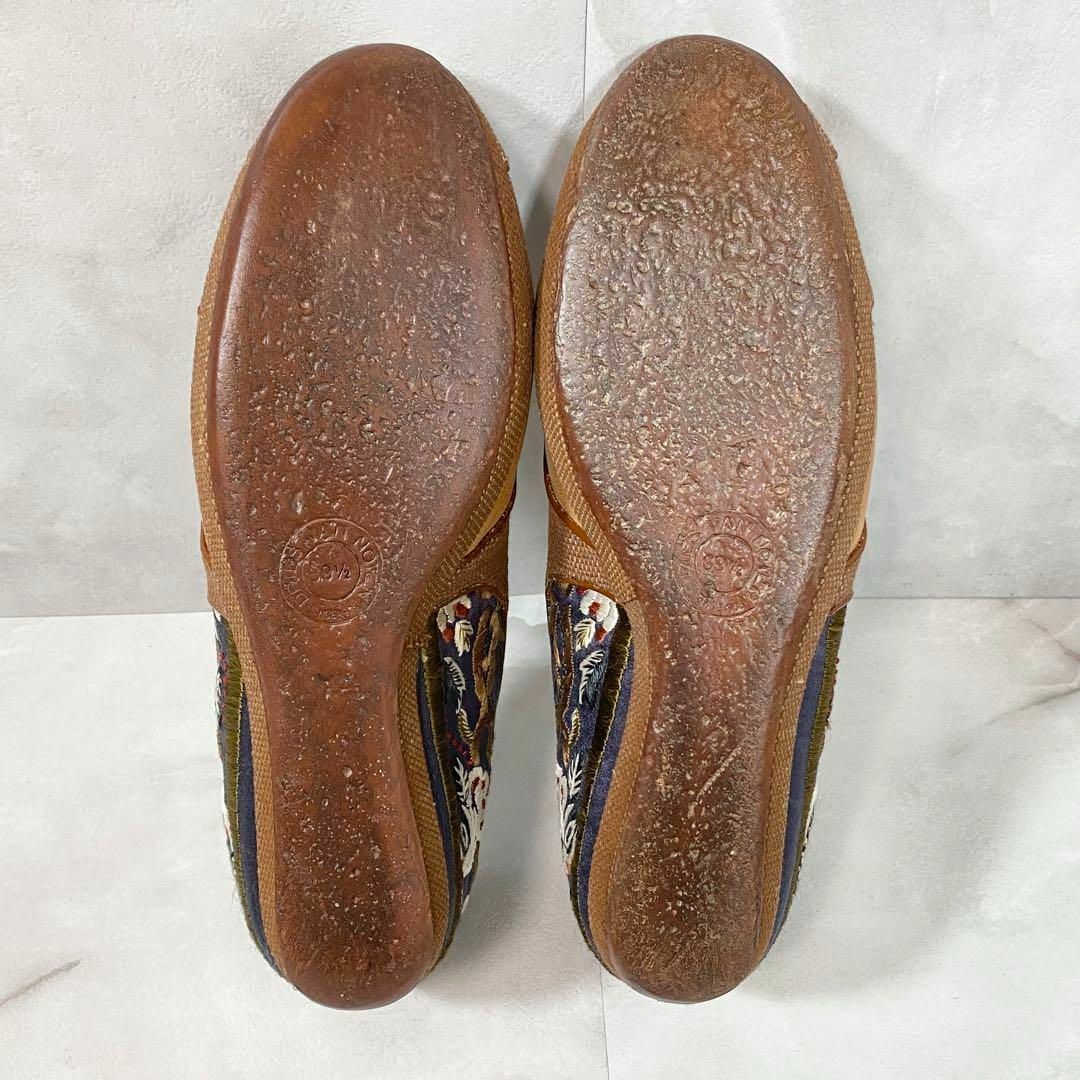 DRIES VAN NOTEN(ドリスヴァンノッテン)のドリスヴァンノッテン　エンブロイダリーフラットソールシューズ　ブラウン　39.5 レディースの靴/シューズ(バレエシューズ)の商品写真
