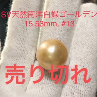 SV天然南洋白蝶ゴールデン真珠　大珠リング　15.53mm#13(リング(指輪))