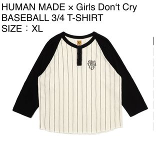 ヒューマンメイド(HUMAN MADE)のHUMAN MADE × GDC ベースボール 七分袖Tシャツ XLサイズ 黒(Tシャツ/カットソー(七分/長袖))