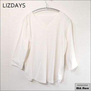 【新品】LIZDAYS レディース トップス 七分袖 カットソー 白 L(カットソー(長袖/七分))