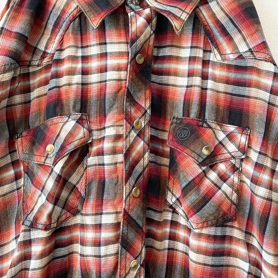 Wrangler(ラングラー)のラングラー　長袖シャツ　ワークシャツ　チェック　刺繍ロゴ　男女兼用　XLサイズ メンズのトップス(シャツ)の商品写真
