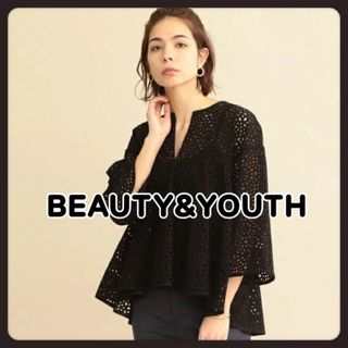 ビューティアンドユースユナイテッドアローズ(BEAUTY&YOUTH UNITED ARROWS)のビューティーアンドユース　アローズ ブラウス　透け感　レース　黒　トップス　網(シャツ/ブラウス(長袖/七分))