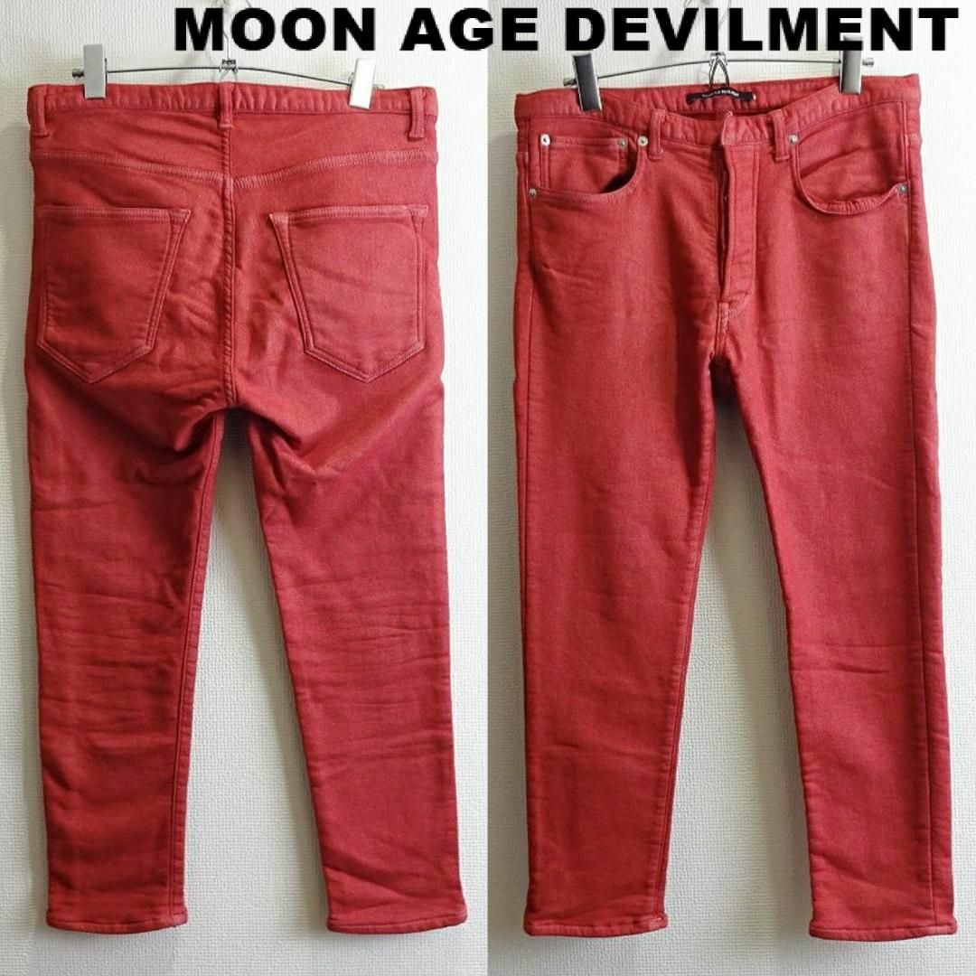 Moonage Devilment(ムーンエイジデビルメント)のムーンエイジデビルメント　スウェットスキニー　W79cm　強ストレッチ　清春　赤 メンズのパンツ(デニム/ジーンズ)の商品写真