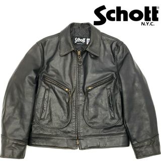 ショット(schott)の希少USA製#637◆Schott◆42レザーライダースジャケット黒XL 768(ライダースジャケット)