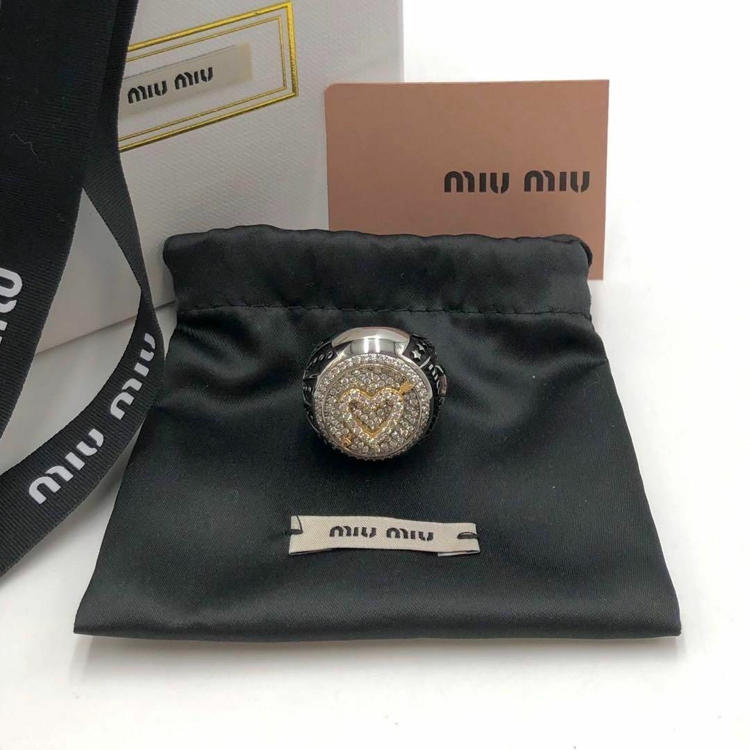 miumiu(ミュウミュウ)の［極美品］MIU MIU ミュウ パヴェ バンドリング　クリスタル　ハート レディースのアクセサリー(リング(指輪))の商品写真