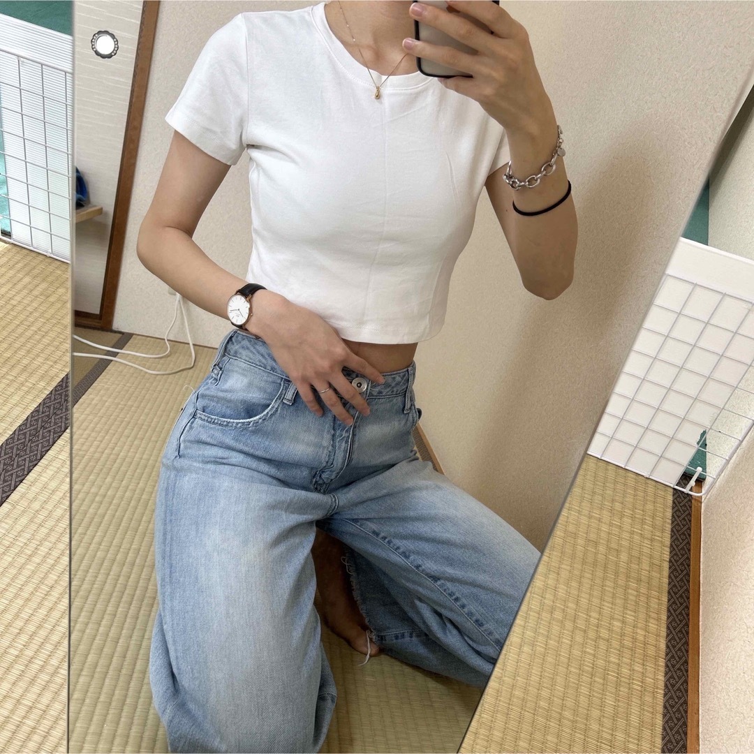 GU(ジーユー)のGU 半袖Ｔシャツ クロップド rienda GYDA moussy SLY レディースのトップス(Tシャツ(半袖/袖なし))の商品写真