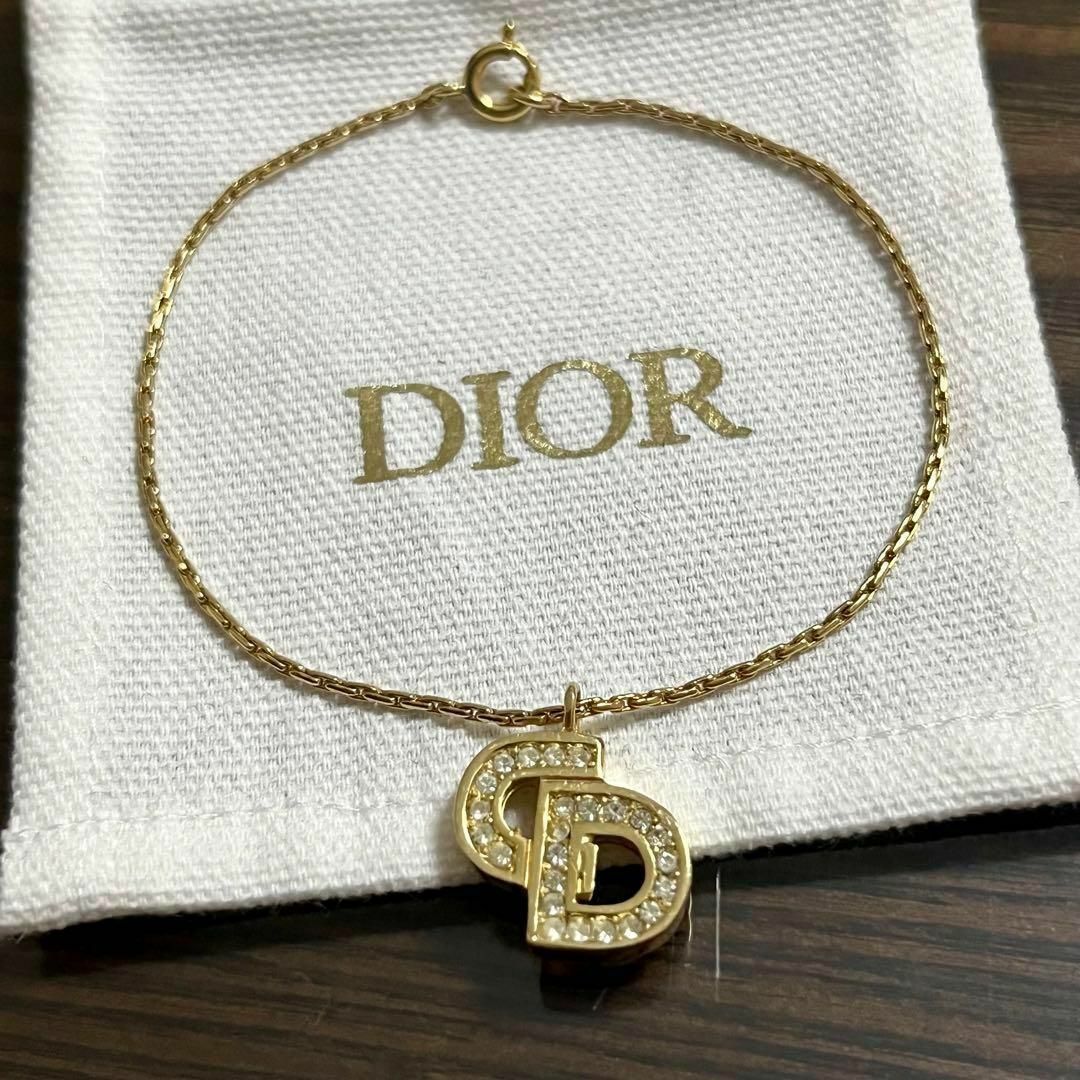 Christian Dior(クリスチャンディオール)の［美品］クリスチャンディオール　CDロゴ　ラインストーン　ブレスレット レディースのアクセサリー(ブレスレット/バングル)の商品写真