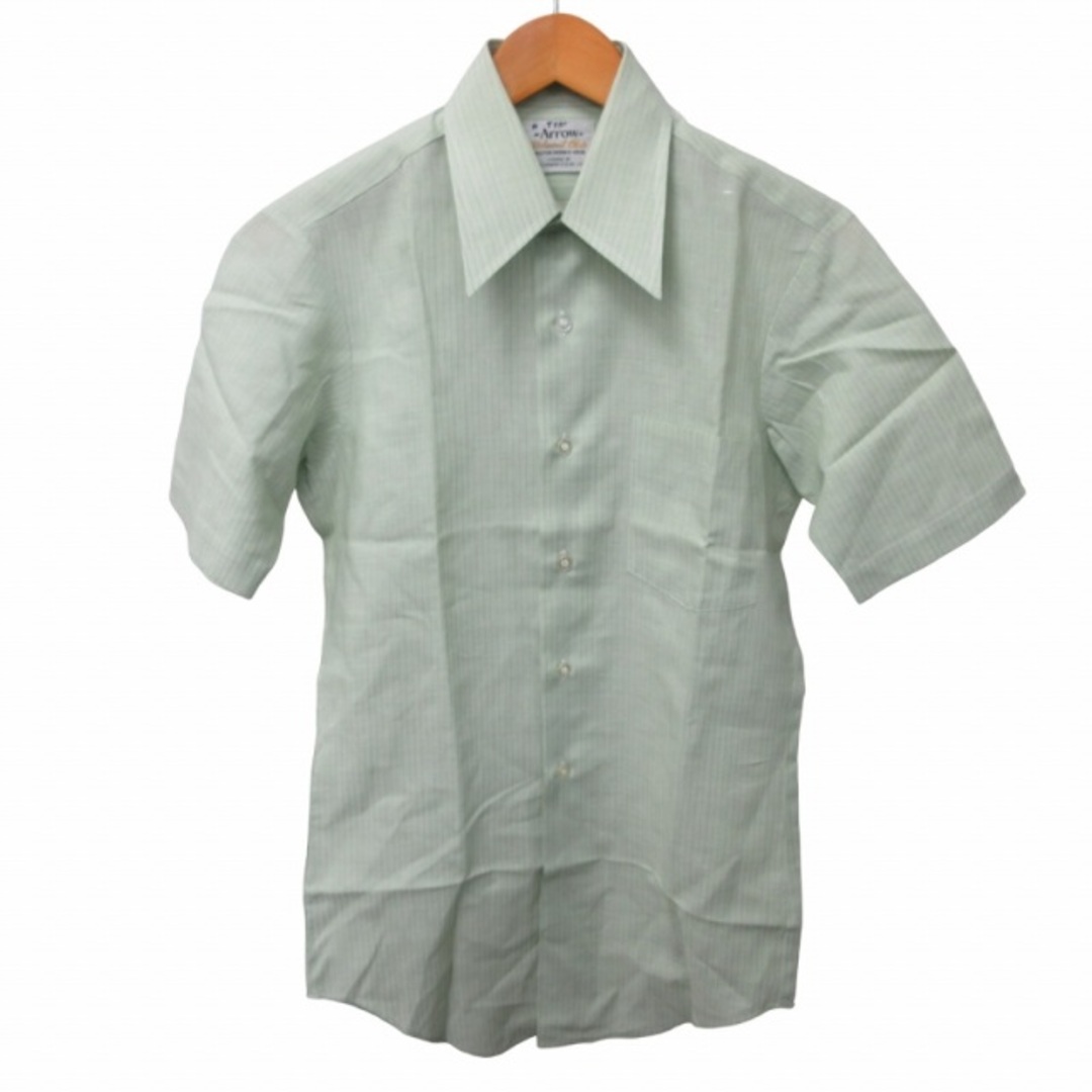 other(アザー)のアロウ カジュアルシャツ ポケット ストライプ柄 半袖 緑系 約S ■GY31 メンズのトップス(シャツ)の商品写真