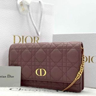 クリスチャンディオール(Christian Dior)の［美品］DIOR カロ ポーチ チェーンウォレット カナージュ ピンク(ショルダーバッグ)